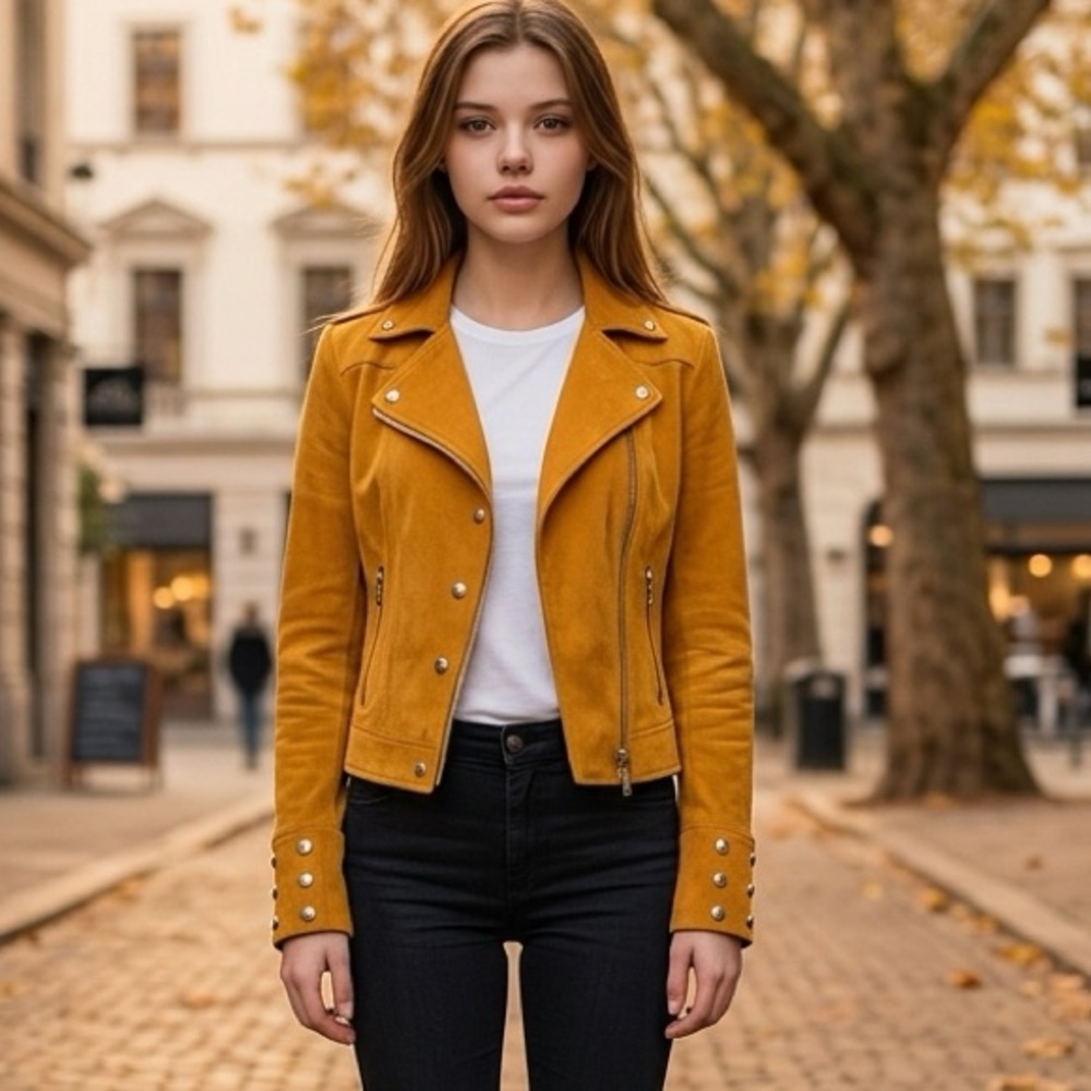 Joseph Ribkoff Marigold Suede-Like
Moto Jacket
